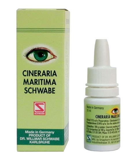 2X Willmar Schwabe Germany Cineraria Maritima Eye Drops (Without Alcohol) (10ml) 15. . Cineraria maritima schwabe eye drops